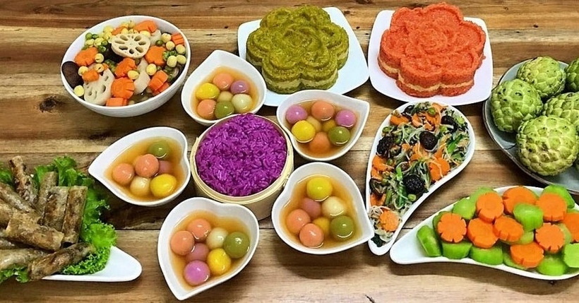 Mâm cỗ chay cúng rằm tháng Giêng. (Ảnh minh họa).